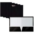 Better Office Products 2 Pocket Glossy Laminated Paper Folders Portfolio Letter Size, Black, 25PK 80181